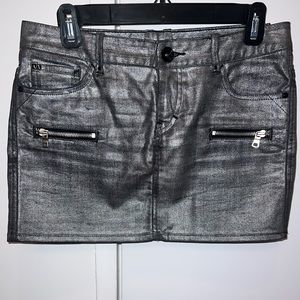 Armani Exchange silver metallic wash mini skirt. Size 4.
